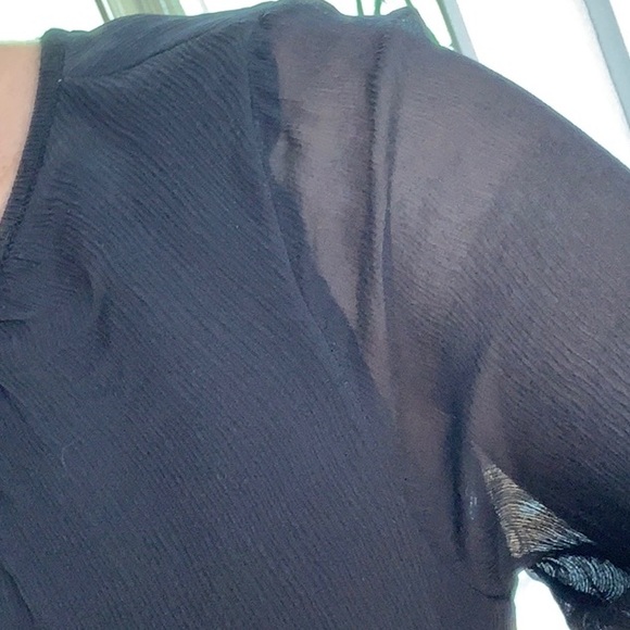 Ann Taylor black wool and crinkle chiffon silk sweater top Size S - Picture 1 of 8